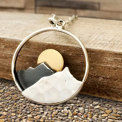 Sterling Silver Mountain Sunset Necklace