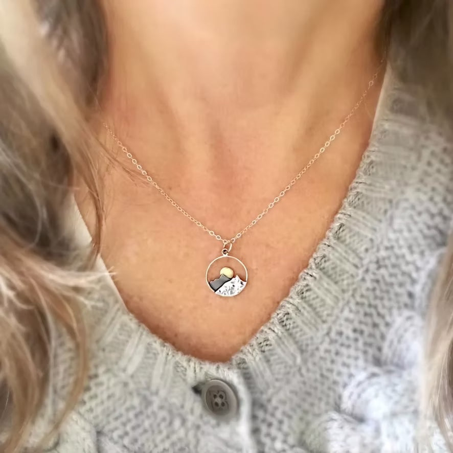 Sterling Silver Mountain Sunset Necklace