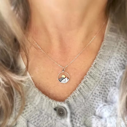 Sterling Silver Mountain Sunset Necklace