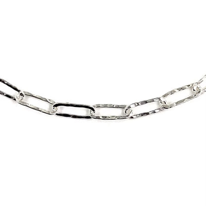 Sterling Silver Hammered Paperclip Chain Necklace (3MM)