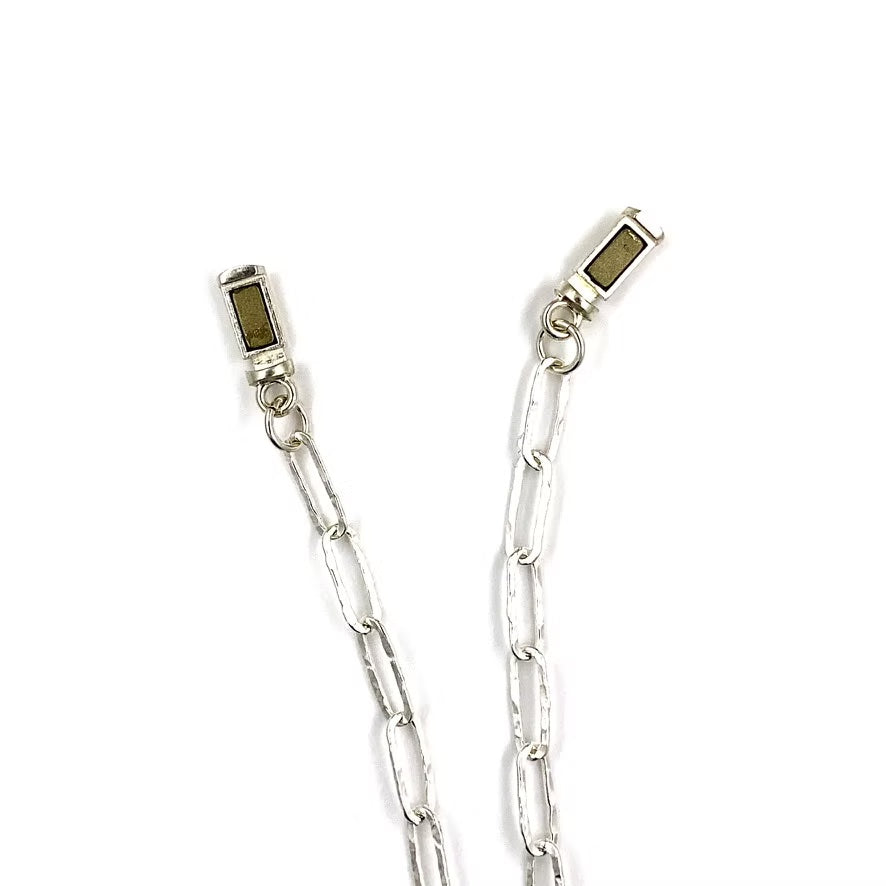 Sterling Silver Hammered Paperclip Chain Necklace (3MM)