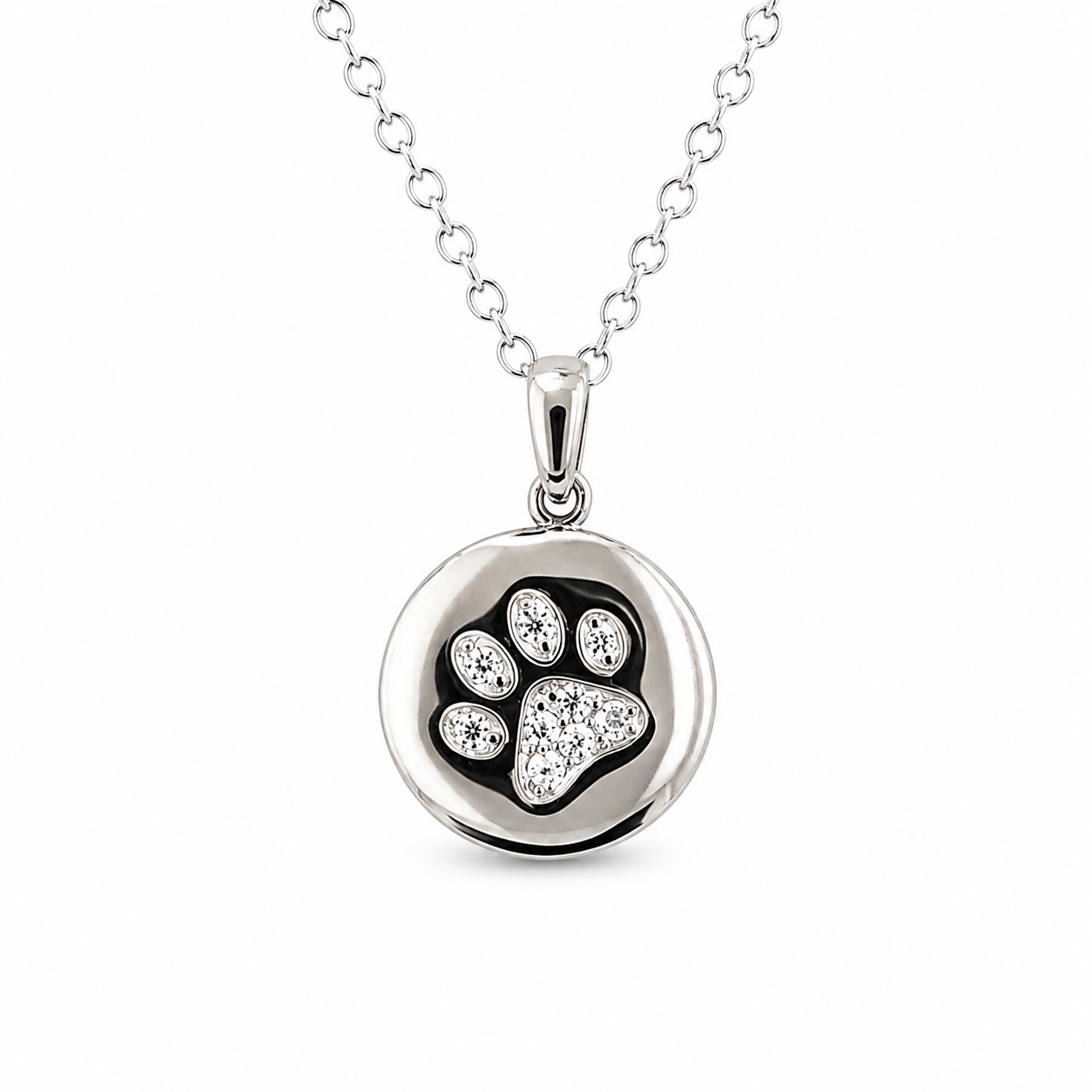 Sterling Silver Paw Print Necklace