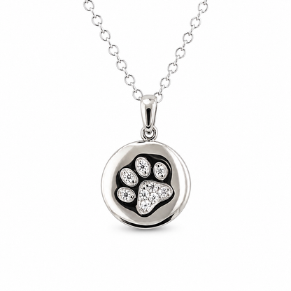 Sterling Silver Paw Print Necklace
