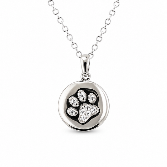 Sterling Silver Paw Print Necklace