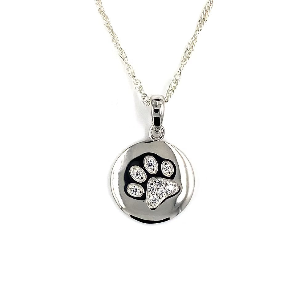 Sterling Silver Paw Print Necklace