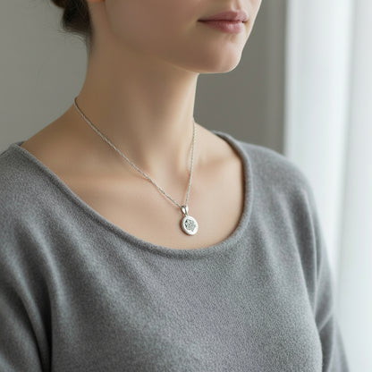 Sterling Silver Paw Print Necklace