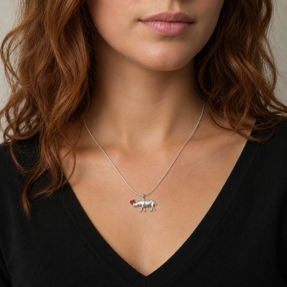Sterling Silver Rhino Necklace