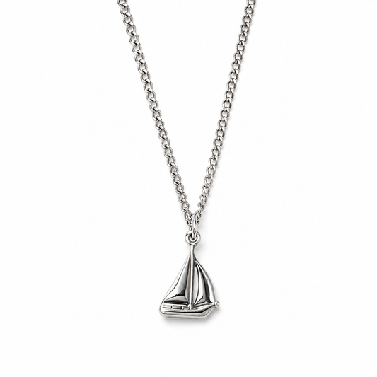 Stainless Steel Sailboat Necklace with Freedom Clasp