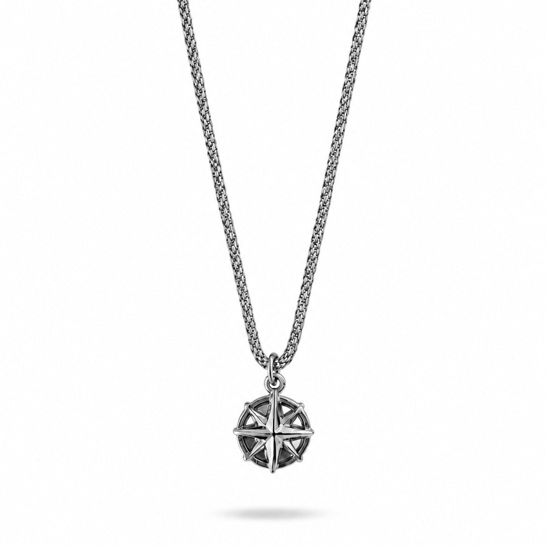 Compass Pendant Necklace with Freedom Clasp