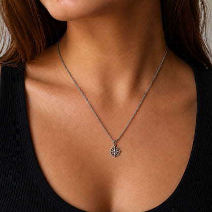Compass Pendant Necklace with Freedom Clasp