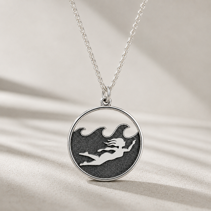 Sterling Silver Swimming Girl Necklace