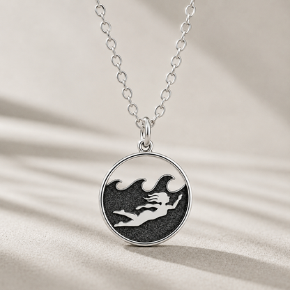 Sterling Silver Swimming Girl Necklace