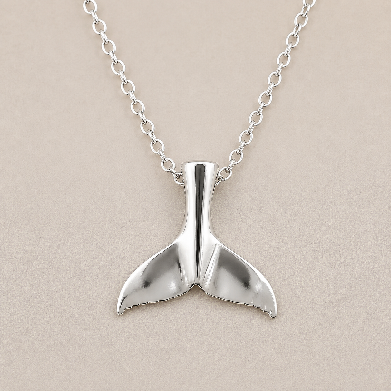 Sterling Silver Whale Tail Necklace