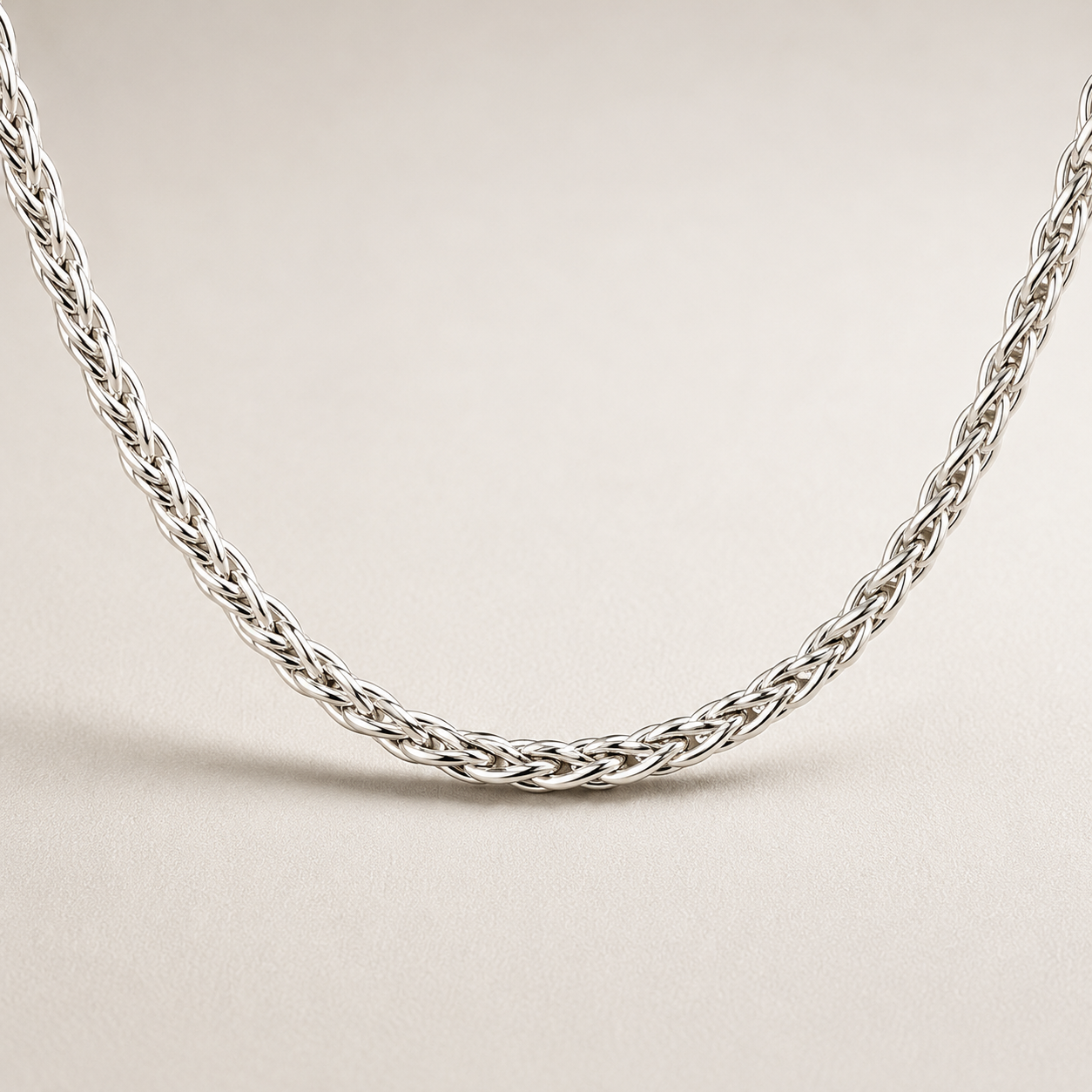 Sterling Silver Wheat Chain Necklace (3MM)