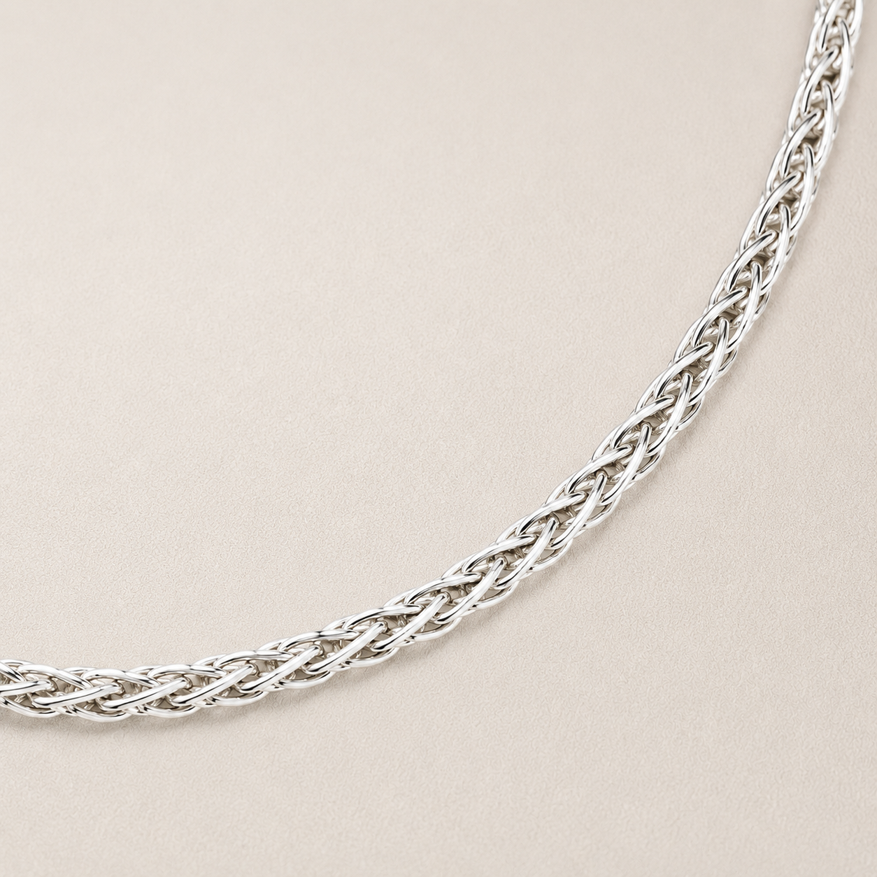 Sterling Silver Wheat Chain Necklace (3MM)