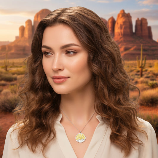 Sterling Silver Bronze Mountain Sunrise Necklace