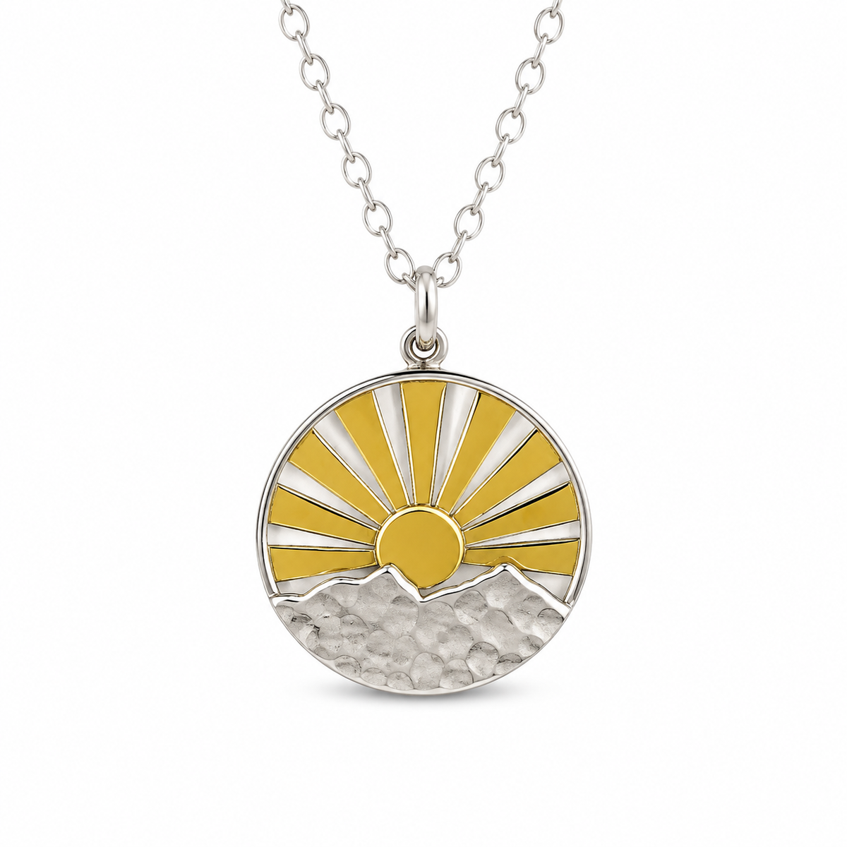 Sterling Silver Bronze Mountain Sunrise Necklace