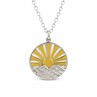 Sterling Silver Bronze Mountain Sunrise Necklace