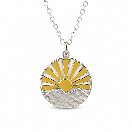 Sterling Silver Bronze Mountain Sunrise Necklace