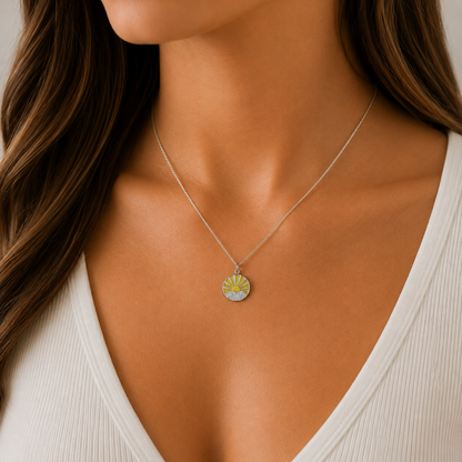 Sterling Silver Bronze Mountain Sunrise Necklace