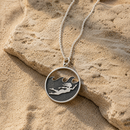 Sterling Silver Swimming Girl Necklace
