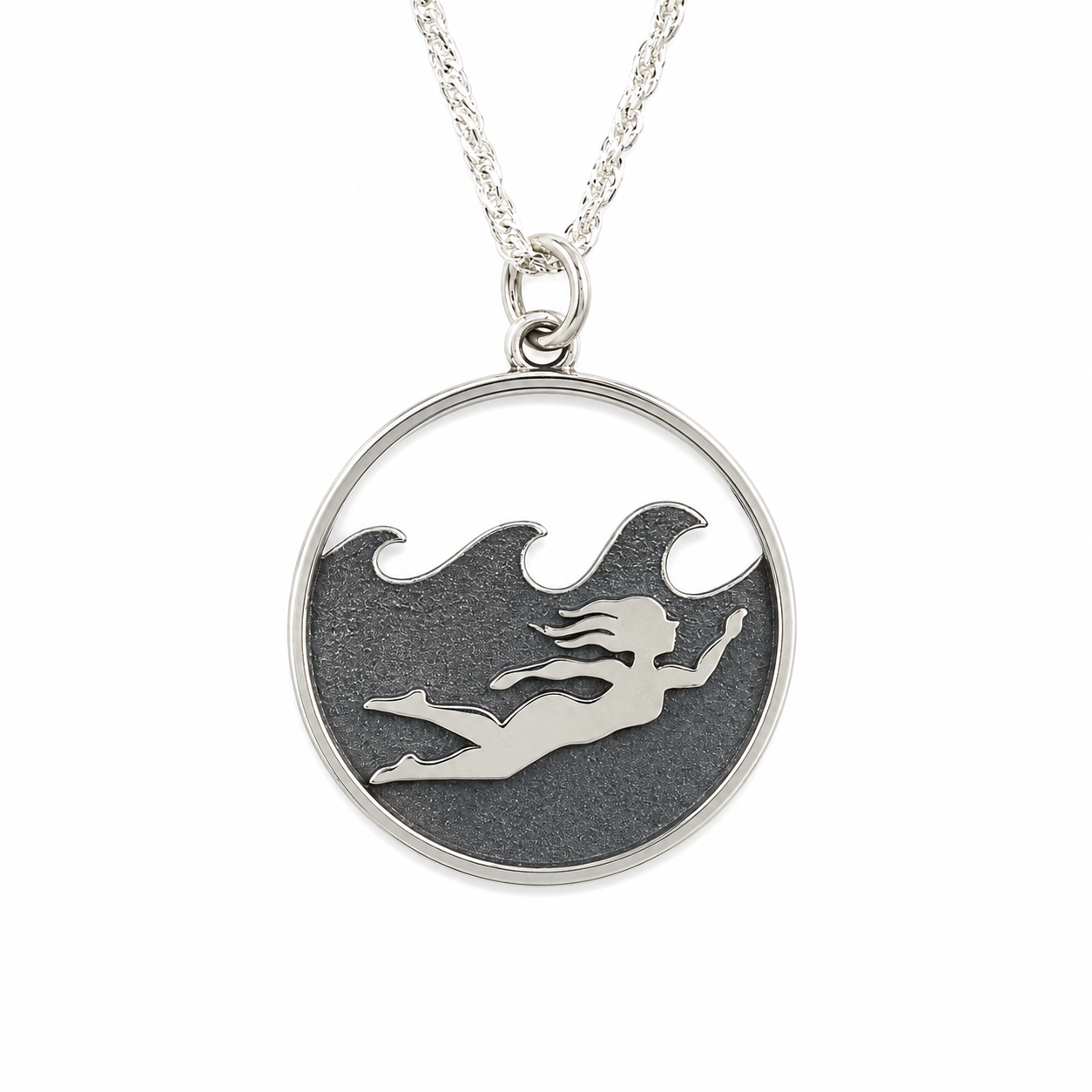 Sterling Silver Swimming Girl Necklace