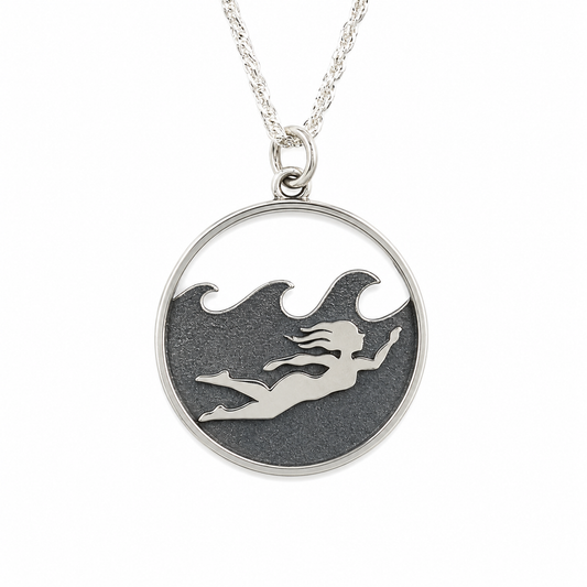 Sterling Silver Swimming Girl Necklace