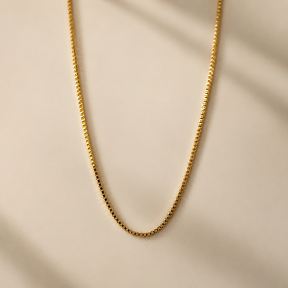 Gold-Filled Venetian Box Chain Necklace (1MM)